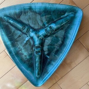 Triangular Ceramic Art Piece in Teal